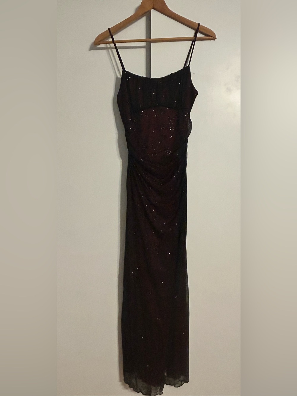 Y2K Taboo Black Shear Glitter Detailed overlaying Red. Size M.